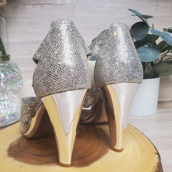 Michael Kors Heels Berkley T-Strap Shine Crinkled Python Zipper Women's Size 9 * - Picture 4 of 7